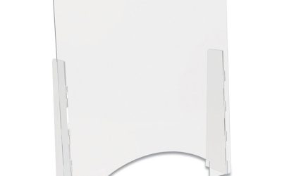 Counter Top Barrier With Pass Thru, 31.75″ X 6″ X 36″, Polycarbonate, Clear, 2/carton