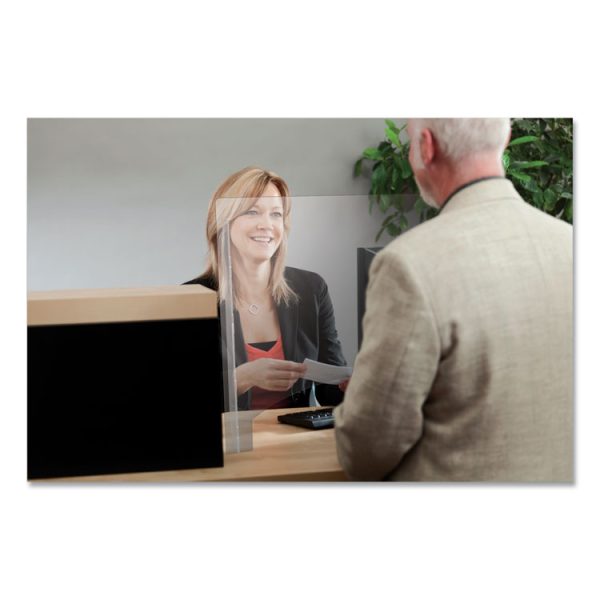 Counter Top Barrier With Pass Thru, 31.75" X 6" X 36", Polycarbonate, Clear, 2/carton - Image 2