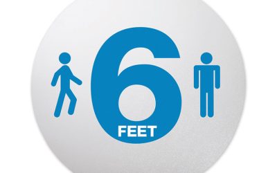 Personal Spacing Discs, 6 Feet Apart, 20″ Dia, Clear/medium Blue, 50/carton