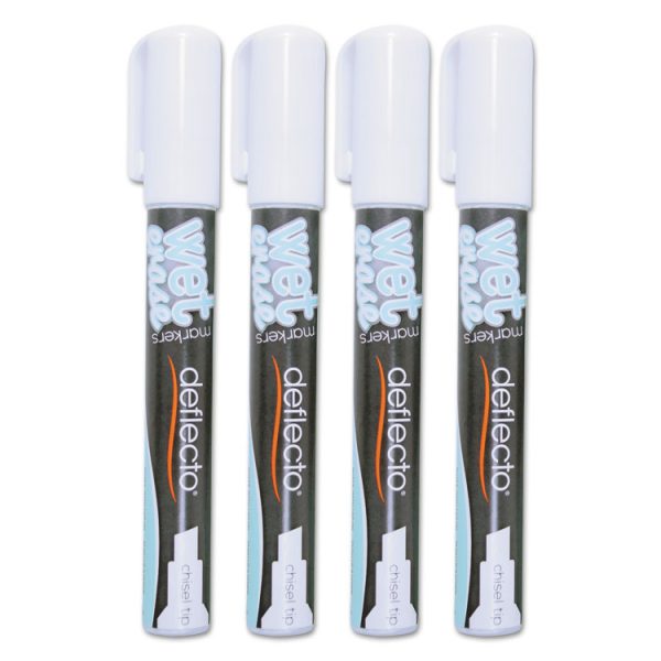 Wet Erase Markers, Medium Chisel Tip, White, 4/pack - Image 4