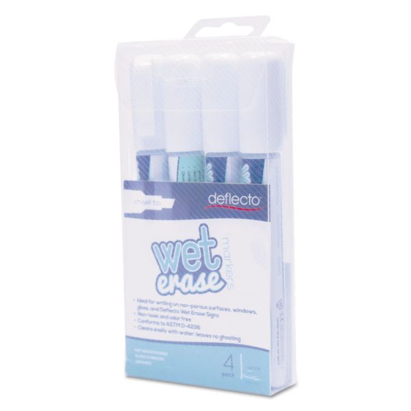 Wet Erase Markers, Medium Chisel Tip, White, 4/pack - Image 10