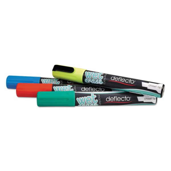Wet Erase Markers, Medium Chisel Tip, Assorted Colors, 4/pack - Image 3