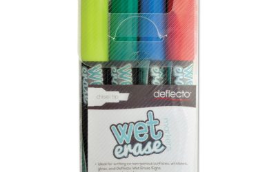 Wet Erase Markers, Medium Chisel Tip, Assorted Colors, 4/pack