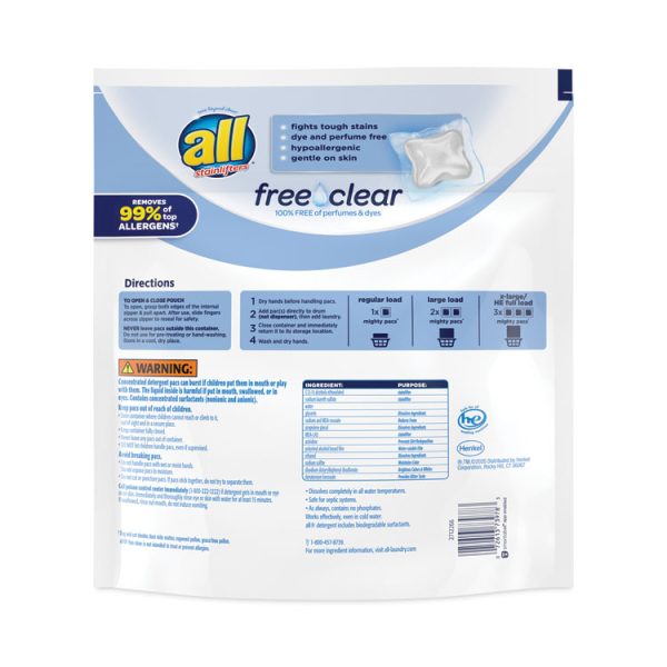 Mighty Pacs Free And Clear Super Concentrated Laundry Detergent, 39/pack, 6 Packs/carton - Image 2