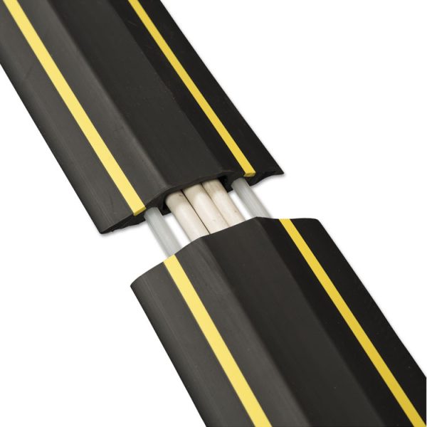 Medium-Duty Floor Cable Cover, 3.25 X 0.5 X 6 Ft, Black With Yellow Stripe - Image 2