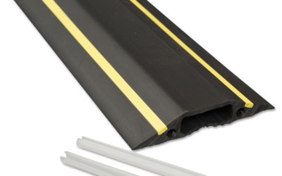 Medium-Duty Floor Cable Cover, 3.25 X 0.5 X 6 Ft, Black With Yellow Stripe