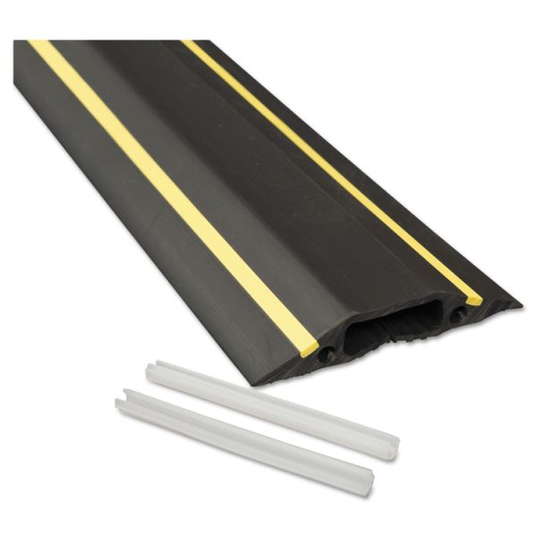 Medium-Duty Floor Cable Cover, 3.25 X 0.5 X 6 Ft, Black With Yellow Stripe
