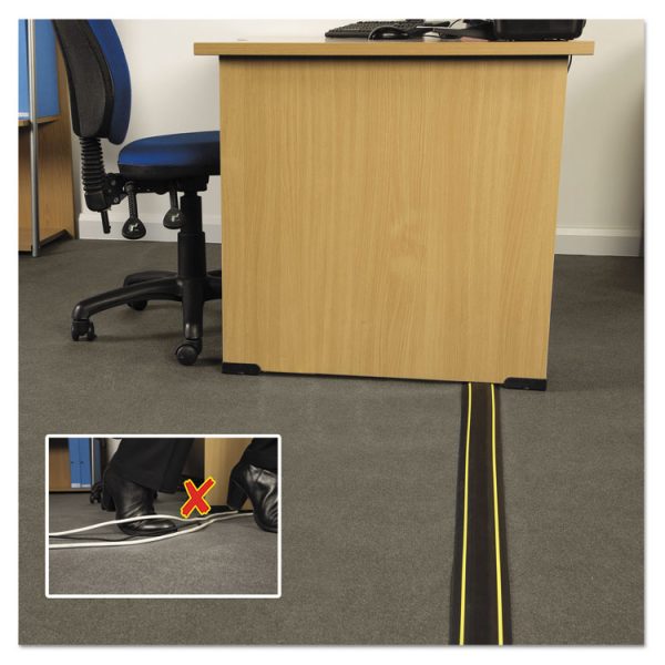 Medium-Duty Floor Cable Cover, 3.25 X 0.5 X 6 Ft, Black With Yellow Stripe - Image 3