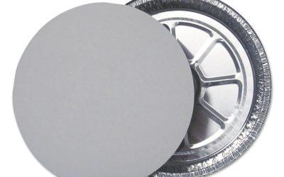 Flat Board Lids for 9″ Round Containers, Silver, Paper, 500 /Carton