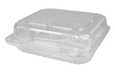 Plastic Clear Hinged Containers, 3-Compartment, 5 Oz/5 Oz/15 Oz, 8.88 X 8 X 3, Clear, 250/carton