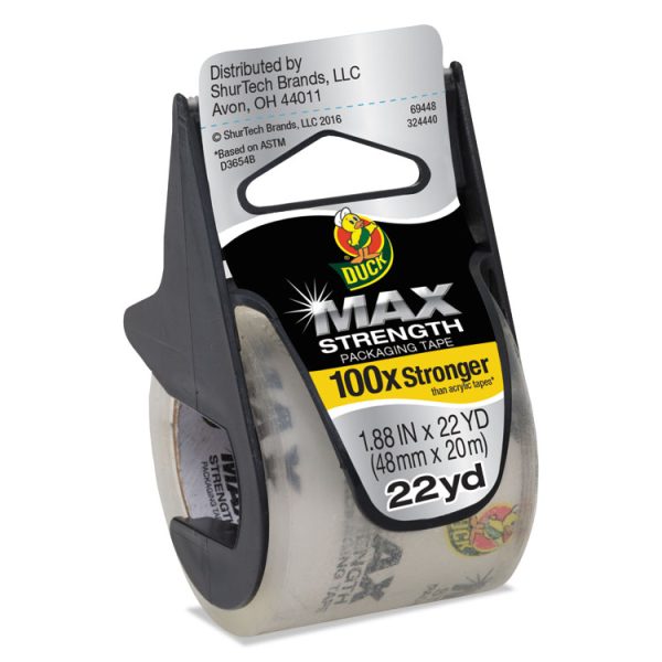 MAX Packaging Tape with Dispenser, 1.5" Core, 1.88" x 22 yds, Crystal Clear, 6/Box - Image 2