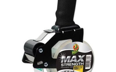 Max Packaging Tape With Pistol Grip Dispenser, 3″ Core, 1.88″ X 54.6 Yds, Crystal Clear