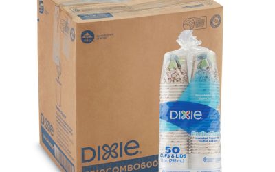 Perfectouch Paper Hot Cups And Lids Combo, 10 Oz, Multicolor, 50 Cups/lids/pack, 6 Packs/carton