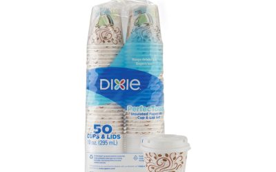 PerfecTouch Paper Hot Cups and  Lids Combo, 10 oz, Multicolor, 50 Cups/Lids/Pack