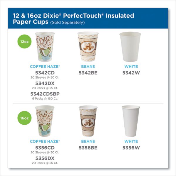 Perfectouch Paper Hot Cups, 12 Oz, Coffee Haze Design, 50/sleeve, 20 Sleeves/carton - Image 3