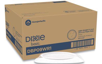 White Paper Plates, 8.5″ Dia, Individually Wrapped, White, 500/carton