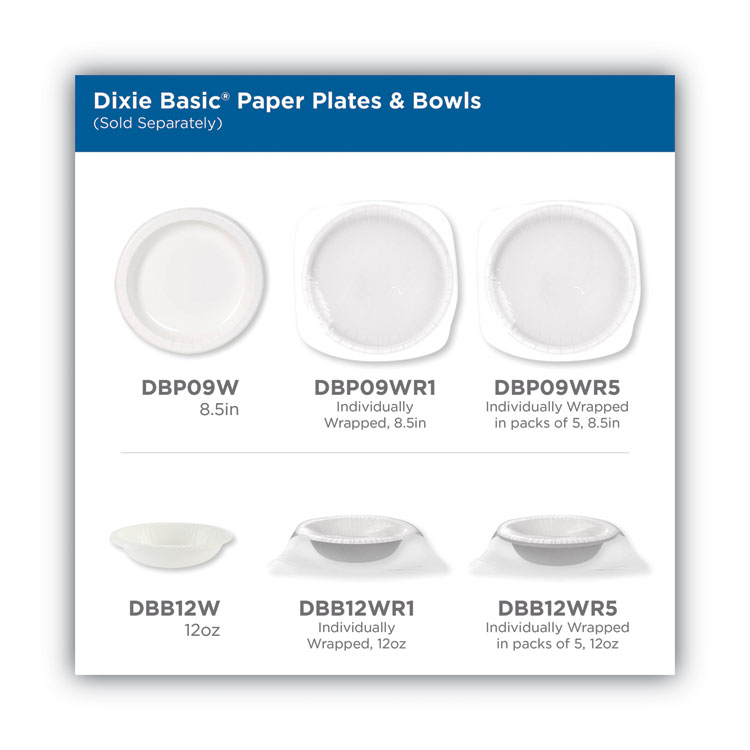 White Paper Plates, 8.5" Dia, Individually Wrapped, White, 500/carton - Image 4
