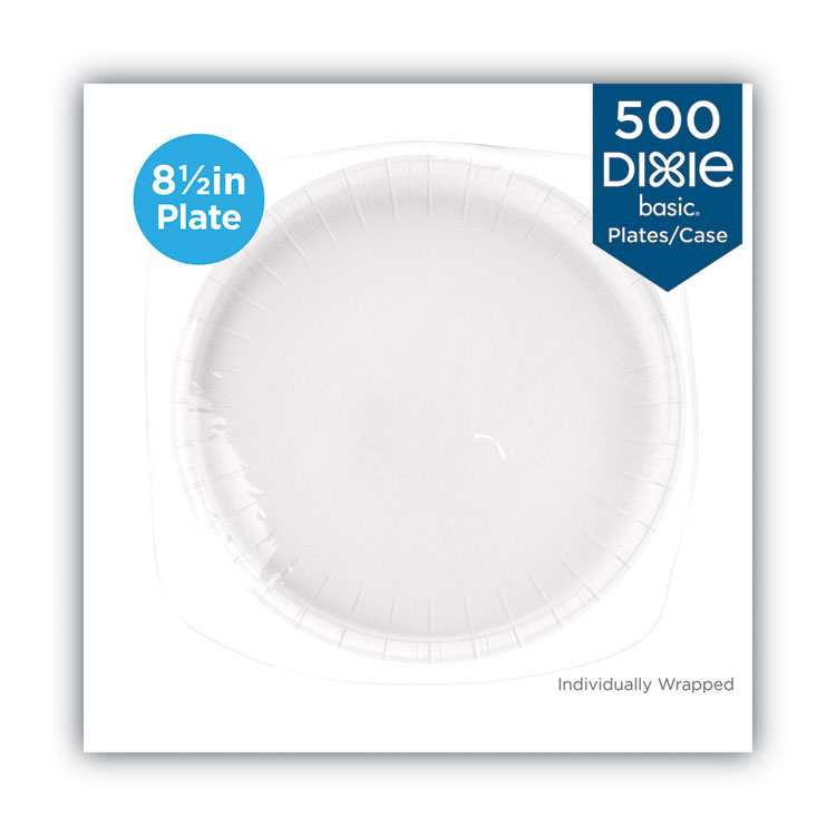 White Paper Plates, 8.5" Dia, Individually Wrapped, White, 500/carton - Image 2