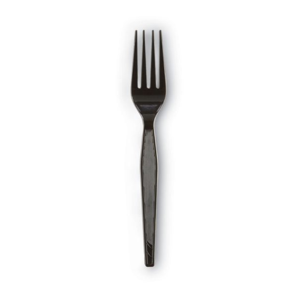 Plastic Cutlery, Heavyweight Forks, Black, 1,000/carton - Image 2
