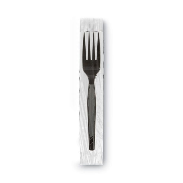 Grab'n Go Wrapped Cutlery, Forks, Black, 90/box, 6 Box/carton - Image 2