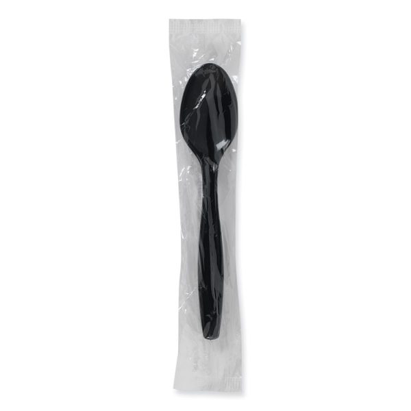 Individually Wrapped Heavyweight Teaspoons, Polypropylene, Black, 1,000/carton - Image 3