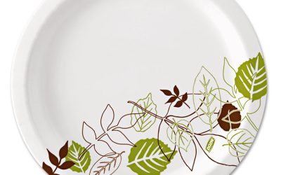 Pathways Soak Proof Shield Heavyweight Paper Plates, WiseSize, 10.13″ dia, Green/Burgundy, 500/Carton
