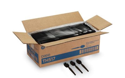 Plastic Cutlery, Heavyweight Teaspoons, Black, 1,000/carton