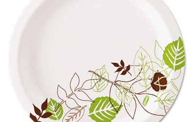 Pathways Soak-Proof Shield Mediumweight Paper Plates, 6.88″ Dia, Green/burgundy, 125/pack, 8 Packs/carton