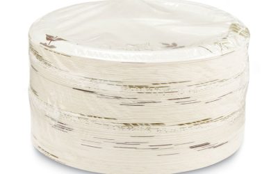 Pathways Soak-Proof Shield Mediumweight Paper Plates, 8.5″ Dia, Green/burgundy, 125/pack