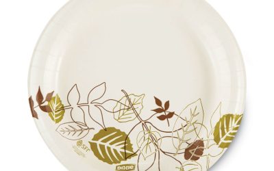 Pathways Soak-Proof Shield Mediumweight Paper Plates, Wisesize, 8.5″ Dia, Green/burgundy, 125/pack, 4 Packs/carton