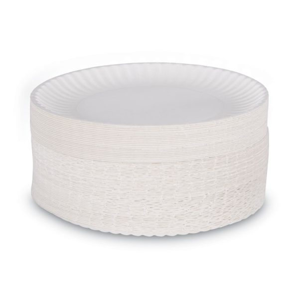 White Paper Plates, 9" Dia, 250/pack, 4 Packs/carton - Image 3