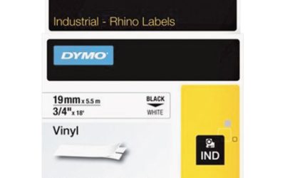 Rhino Permanent Vinyl Industrial Label Tape, 0.75″ X 18 Ft, White/black Print