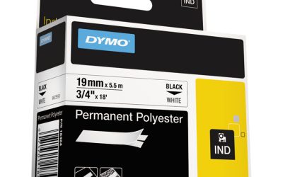 Rhino Permanent Poly Industrial Label Tape, 0.75″ X 18 Ft, White/black Print