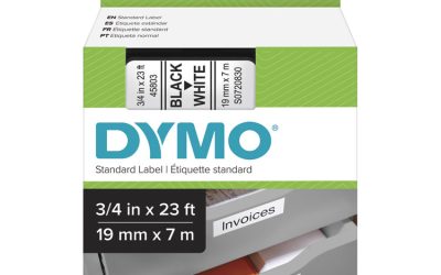 D1 High-Performance Polyester Removable Label Tape, 0.75″ X 23 Ft, Black On White