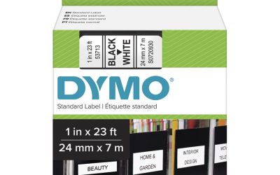 D1 High-Performance Polyester Removable Label Tape, 1″ X 23 Ft, Black On White