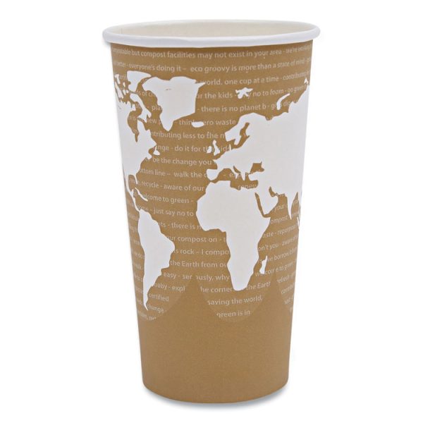 World Art Renewable And Compostable Hot Cups, 20 Oz, 50/pack, 20 Packs/carton