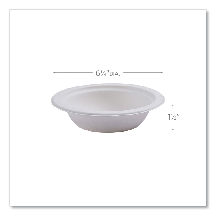 Vanguard Renewable And Compostable Sugarcane Bowls, 12 Oz, White, 1,000/carton - Image 3