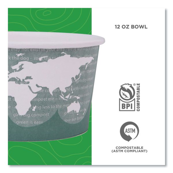 World Art Renewable and Compostable Food Container, 12 oz, 4.05 Diameter x 2.5 h, Green, Paper, 25/Pack, 20 Packs/Carton - Image 4
