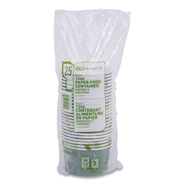 World Art Renewable and Compostable Food Container, 12 oz, 4.05 Diameter x 2.5 h, Green, Paper, 25/Pack, 20 Packs/Carton - Image 9