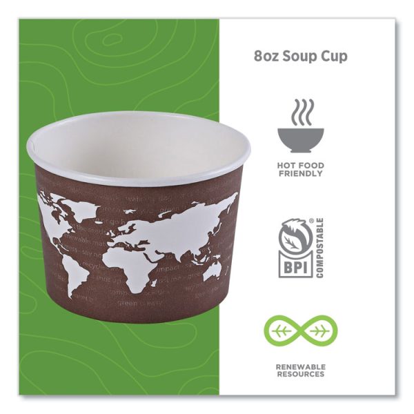 World Art Renewable and Compostable Food Container, 8 oz, 3.04 Diameter x 2.3 h, Brown, Paper, 50/Pack, 20 Packs/Carton - Image 4