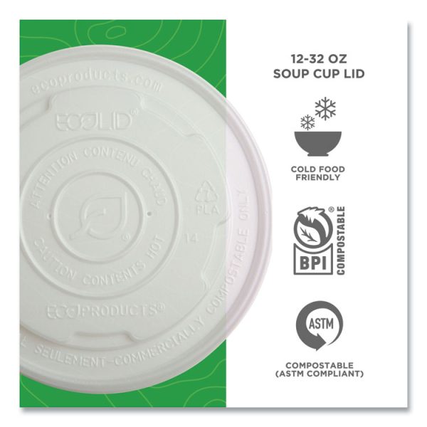 World Art PLA-Laminated Soup Container Lids for 12 oz, 16 oz, 32 oz, White, Plastic, 50/Pack, 10 Packs/Carton - Image 3