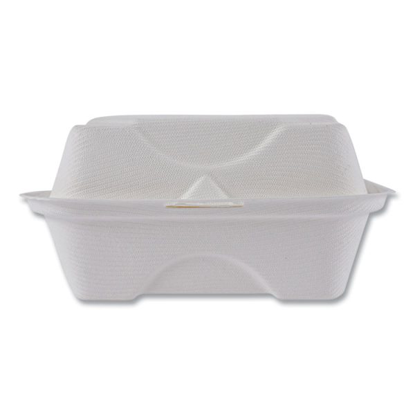 Vanguard Renewable And Compostable Sugarcane Clamshells, 6 X 6 X 3, White, 500/carton - Image 2