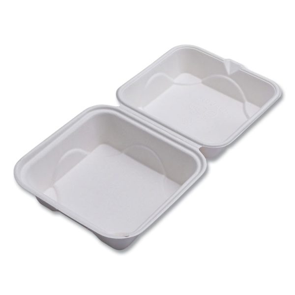 Vanguard Renewable And Compostable Sugarcane Clamshells, 6 X 6 X 3, White, 500/carton - Image 7