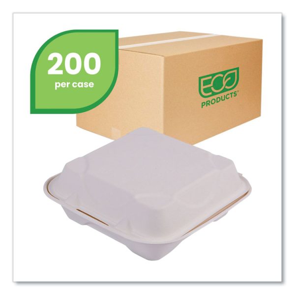 Vanguard Renewable And Compostable Sugarcane Clamshells, 1-Compartment, 8 X 8 X 3, White, 200/carton - Image 2