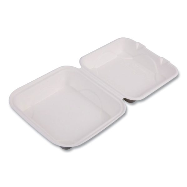 Vanguard Renewable And Compostable Sugarcane Clamshells, 1-Compartment, 8 X 8 X 3, White, 200/carton - Image 3