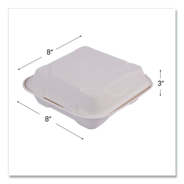 Vanguard Renewable And Compostable Sugarcane Clamshells, 1-Compartment, 8 X 8 X 3, White, 200/carton - Image 4