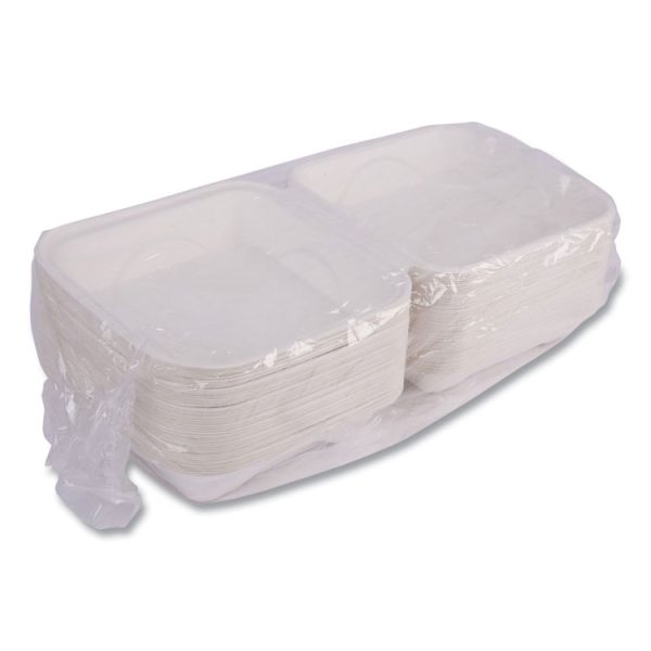 Vanguard Renewable And Compostable Sugarcane Clamshells, 1-Compartment, 8 X 8 X 3, White, 200/carton - Image 8