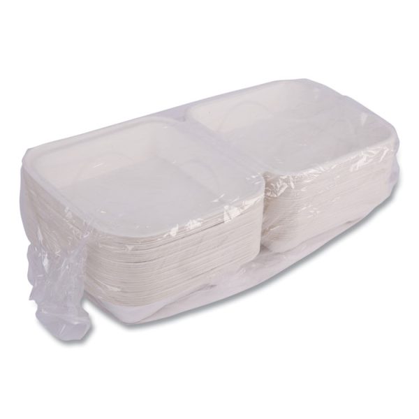 Renewable And Compostable Sugarcane Clamshells - 8" X 8" X 3", 50/packs, 4 Packs/carton - Image 6