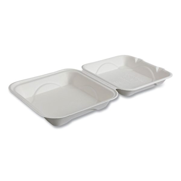 Vanguard Renewable And Compostable Sugarcane Clamshells, 1-Compartment, 9 X 9 X 3, White, 200/carton - Image 5