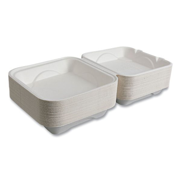 Vanguard Renewable And Compostable Sugarcane Clamshells, 1-Compartment, 9 X 9 X 3, White, 200/carton - Image 6